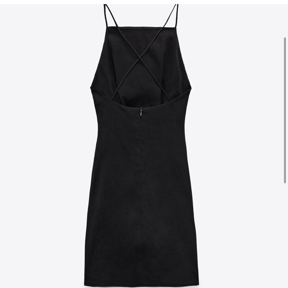 [Zara] Black Linen Draped Mini Dress - Picture 16 of 16